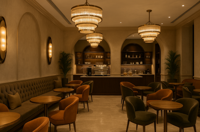 Luxury coffee shop interior design in Dubai