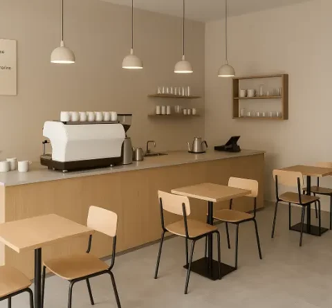 minimalist small coffee shop design in uae